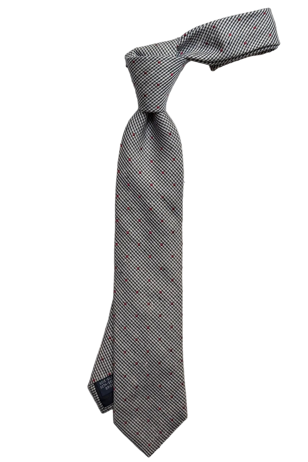 The Tie – Houndstooth silk with burgundy polka dots – WICKET