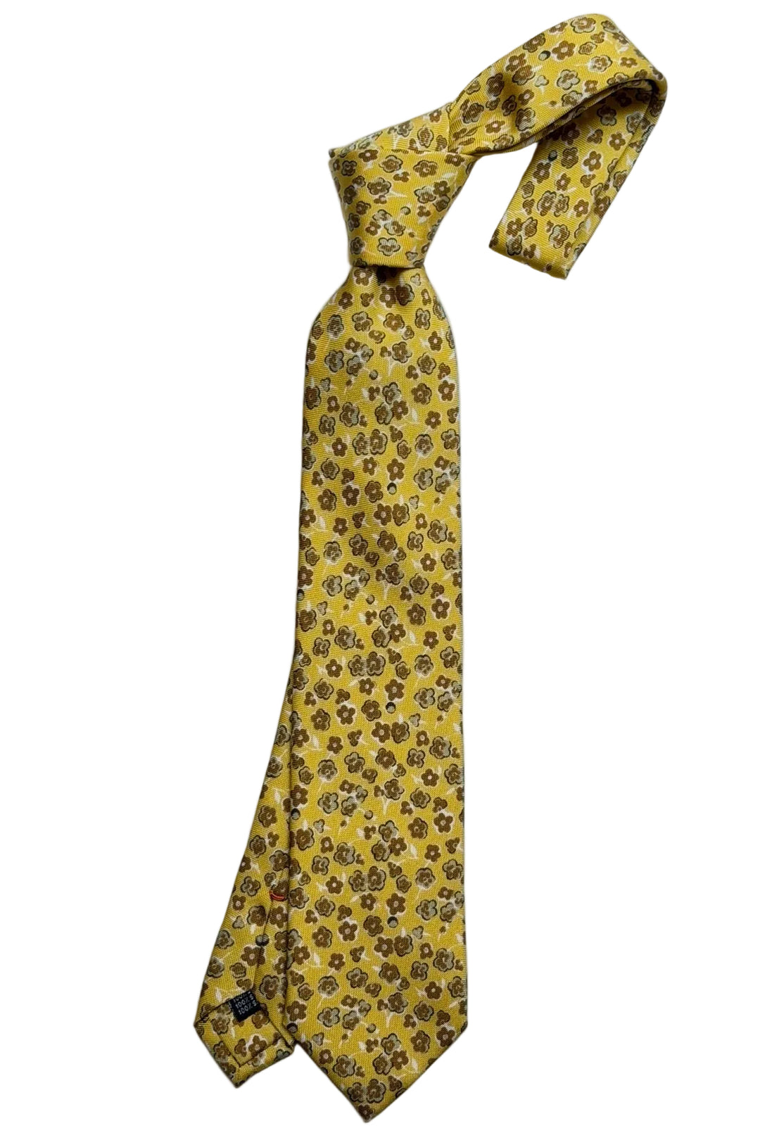 The Tie – Yellow silk with brown flowers – WICKET