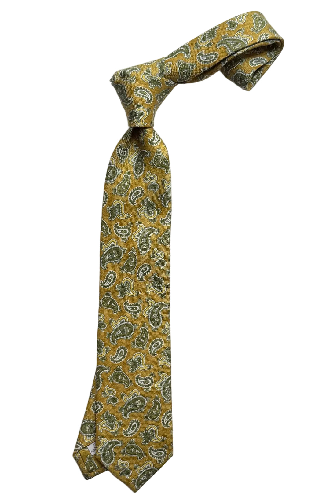 The Tie – Mustard linen and silk with paisley pattern – WICKET