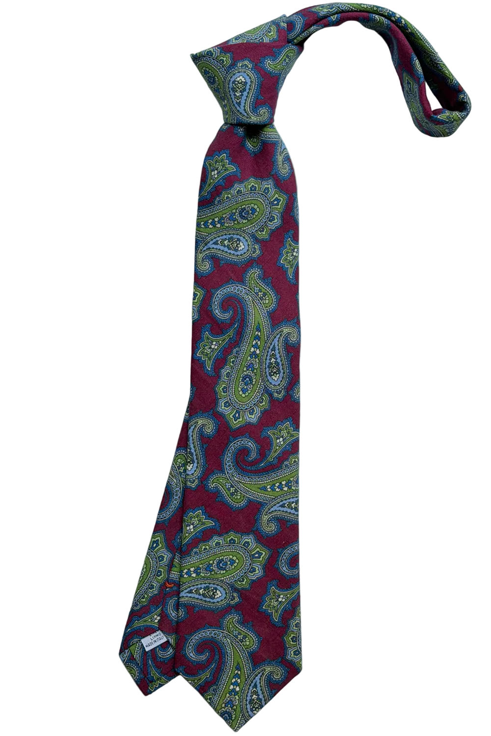 The Tie – Burgundy linen and silk with paisley pattern – WICKET