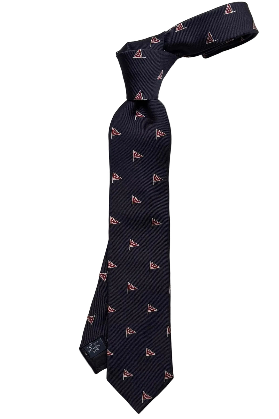 The Tie – Navy silk with pennants – WICKET