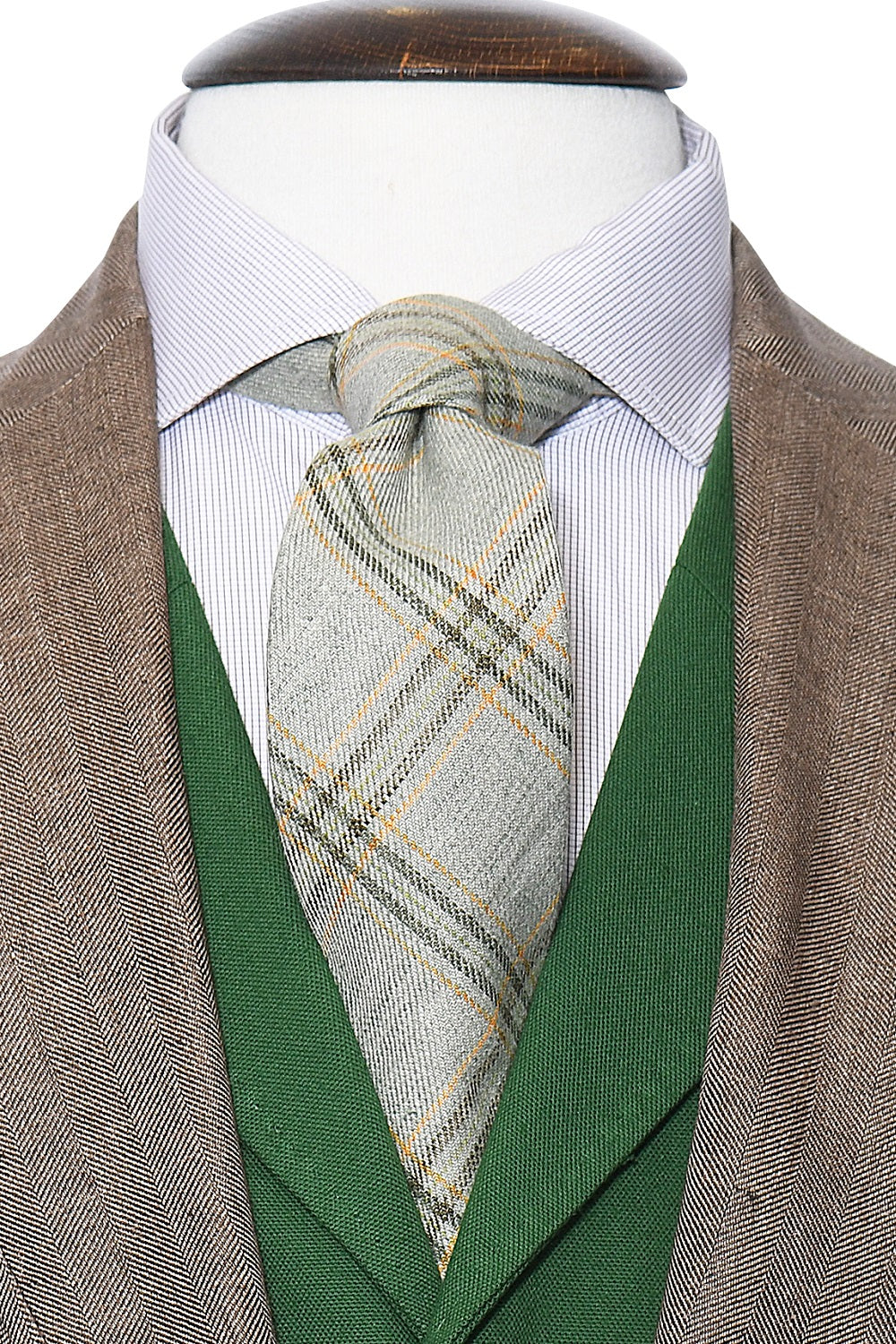 The Tie – Light grey checked linen – WICKET