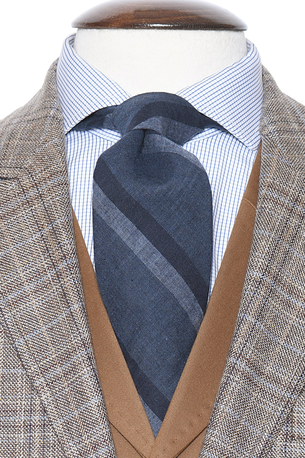 The Tie – Blue striped linen and cotton – WICKET