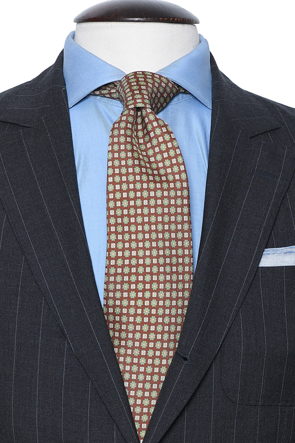 The Tie – Rust silk with rosettes and squares – WICKET