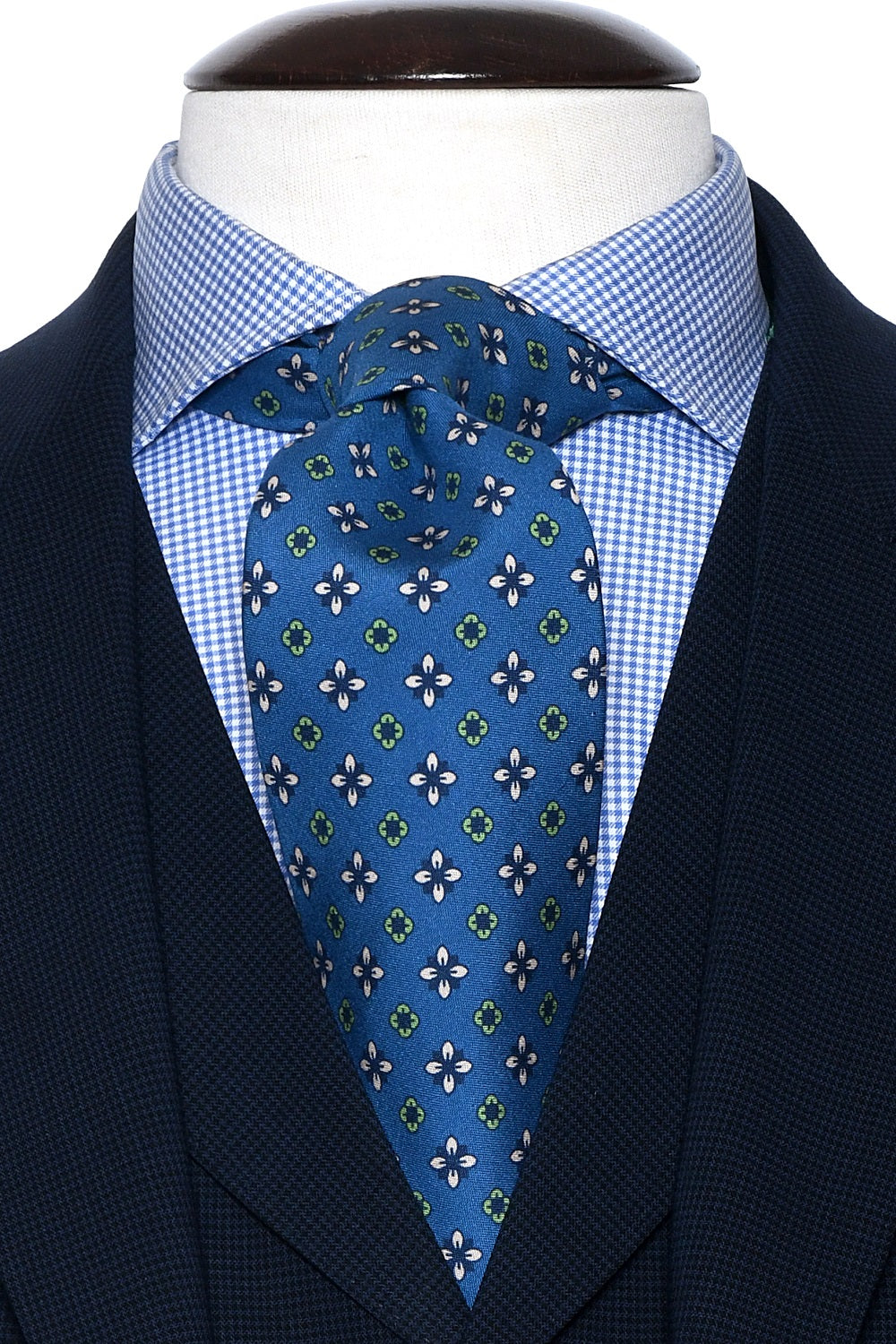 The Tie – Blue silk with small flowers – WICKET