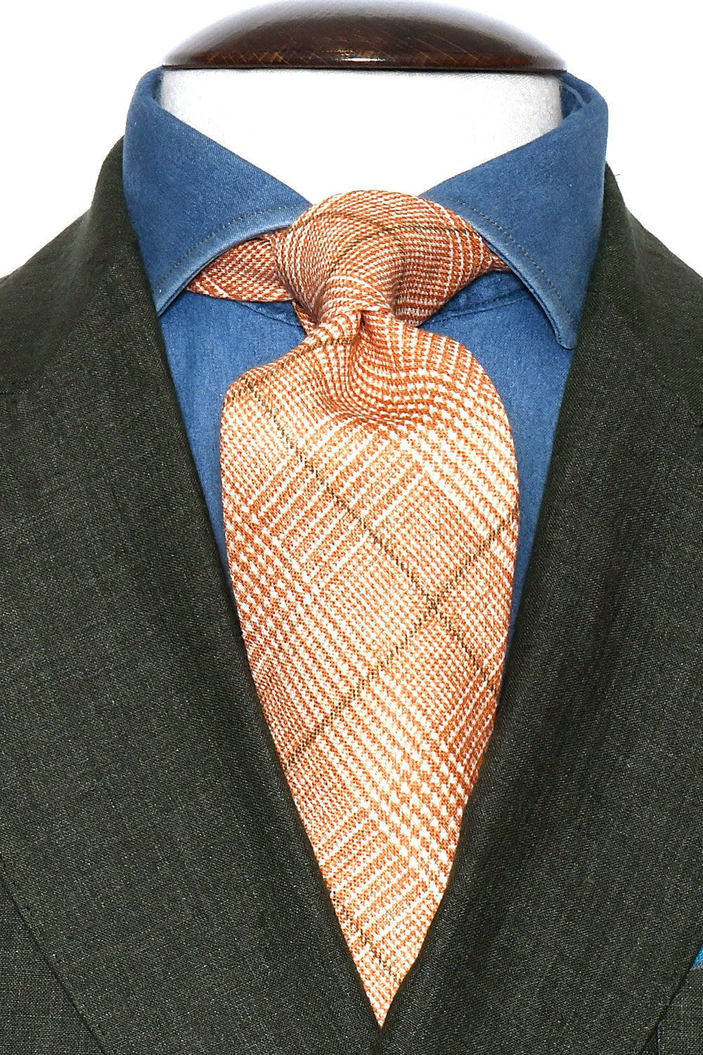 The Tie – Orange silk with Prince of Wales check – WICKET