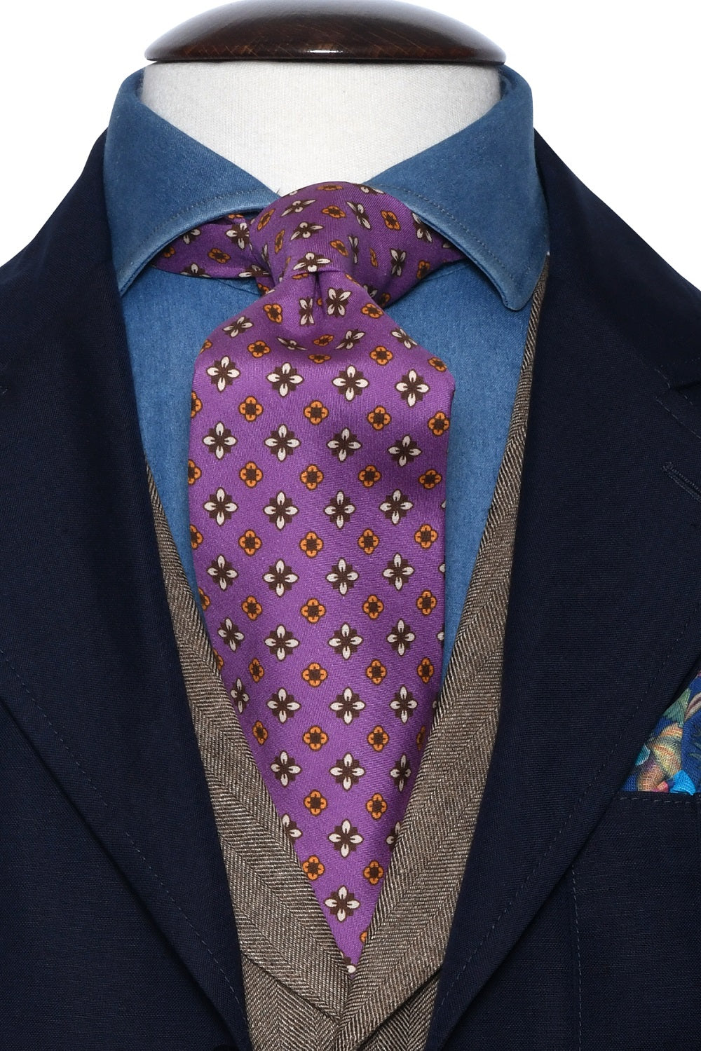 The Tie – Purple silk with small flowers – WICKET