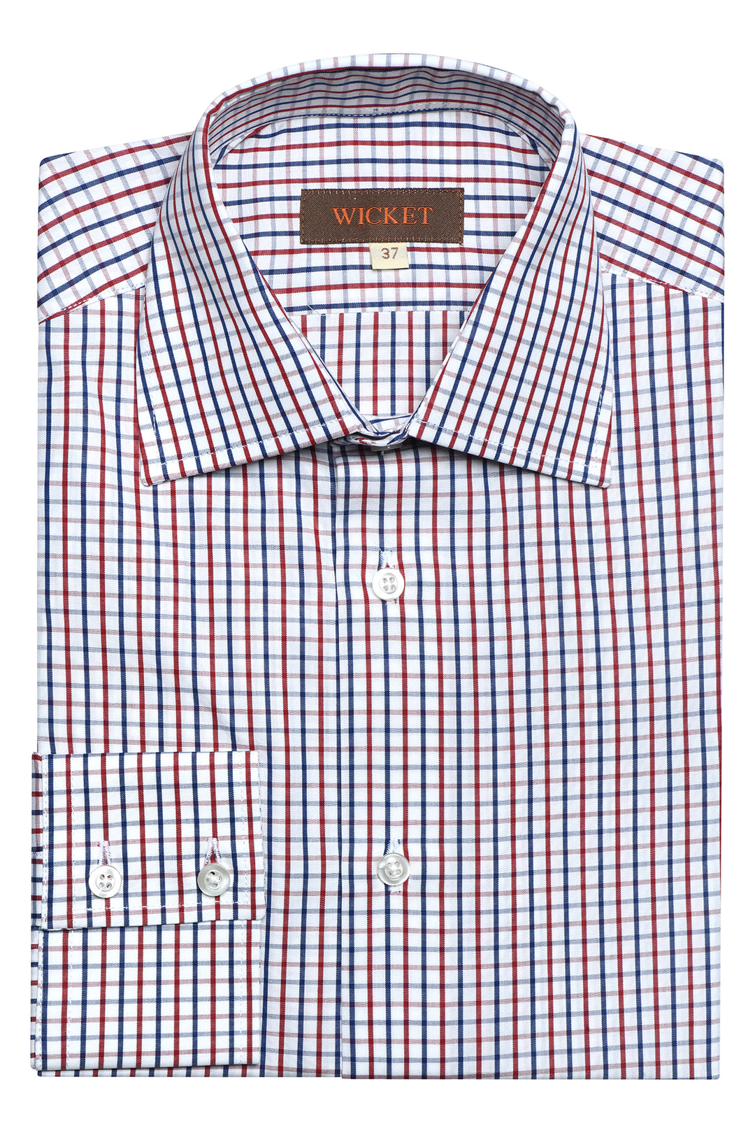Classic Collar Shirt – Navy and red check – WICKET
