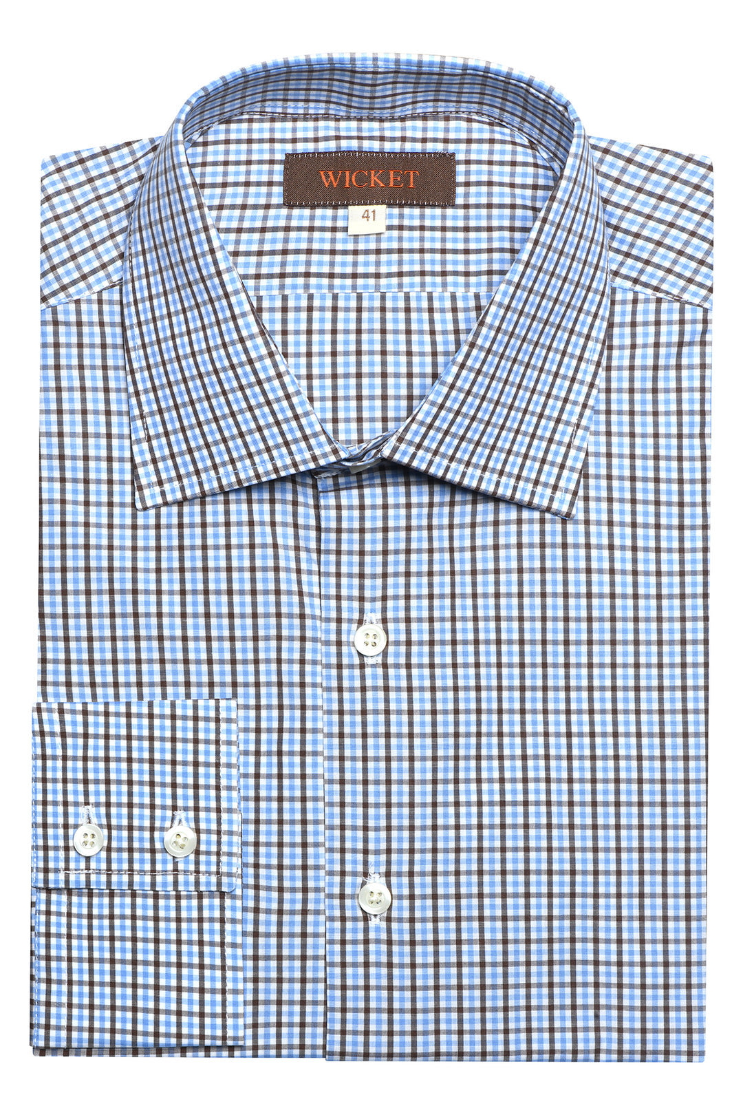 Classic Collar Shirt – Blue and brown check – WICKET