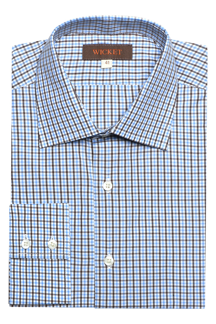 Classic Collar Shirt – Blue and brown check – WICKET