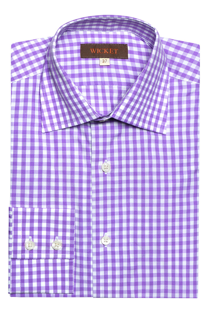Classic Collar Shirt – Purple gingham – WICKET