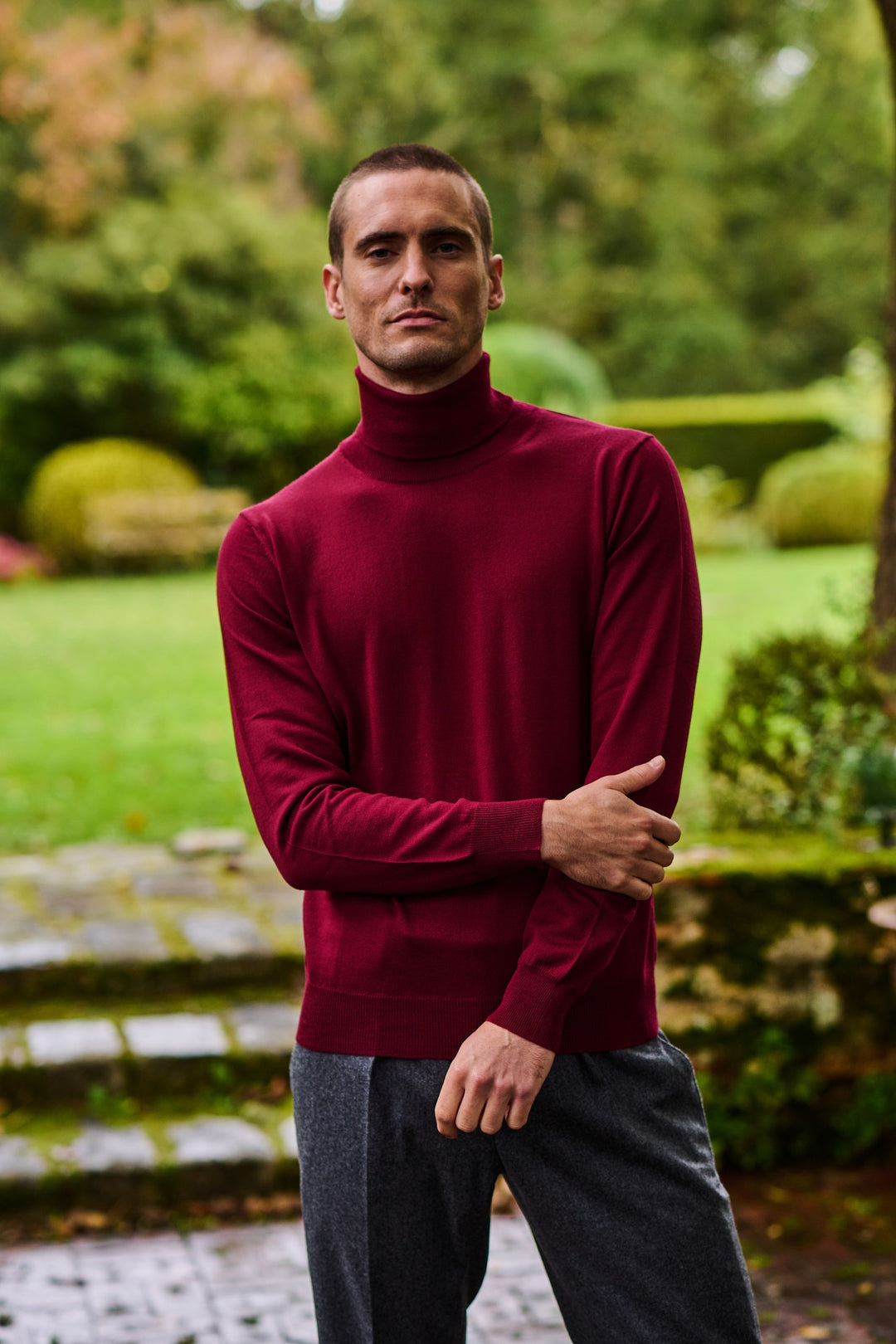The Roll-Neck – Burgundy extra-fine merino – WICKET