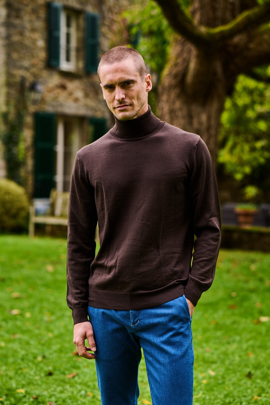 The Roll-Neck – Brown extra-fine merino – WICKET