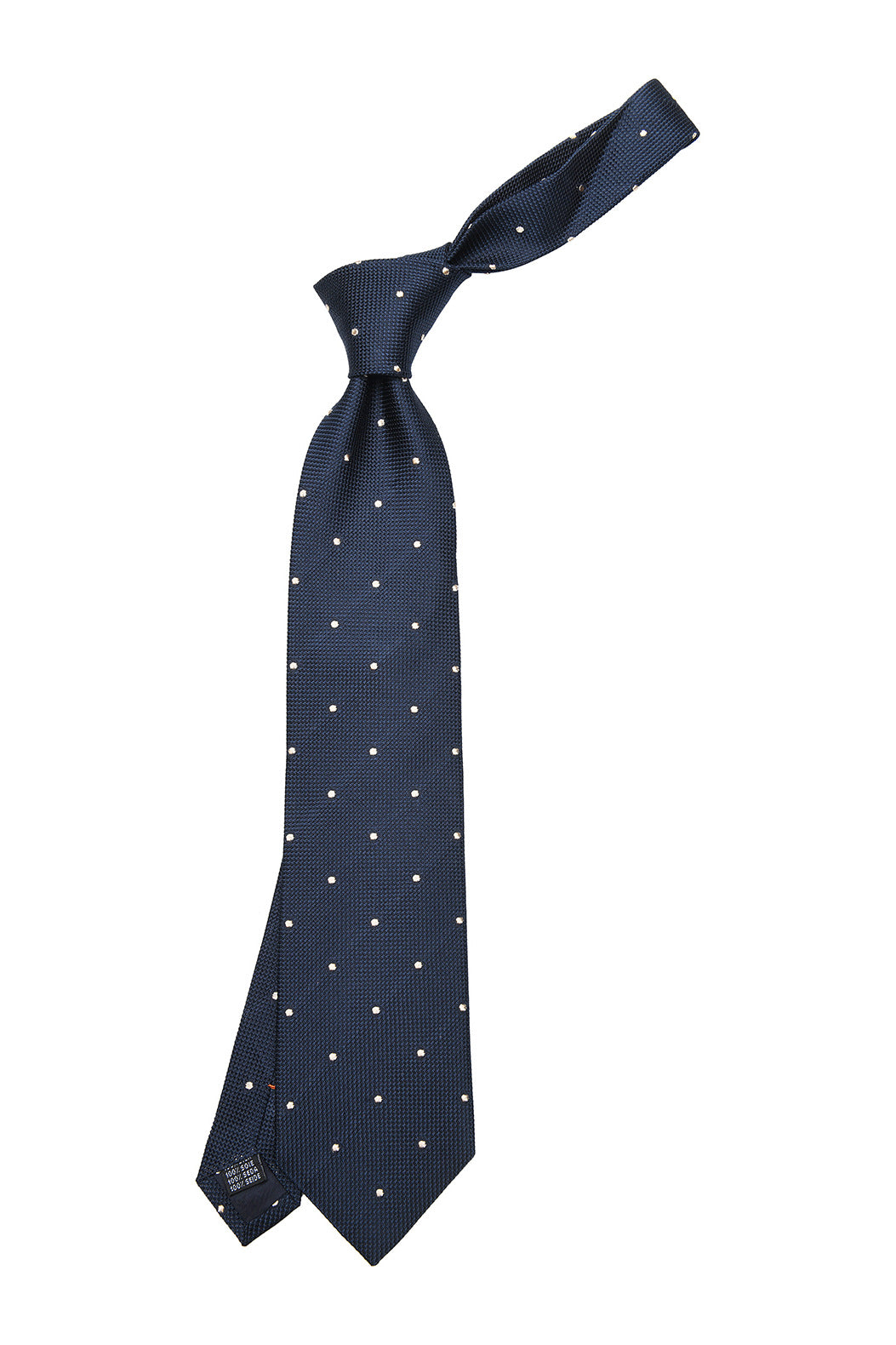 The Tie – Navy silk with white polka dots – WICKET