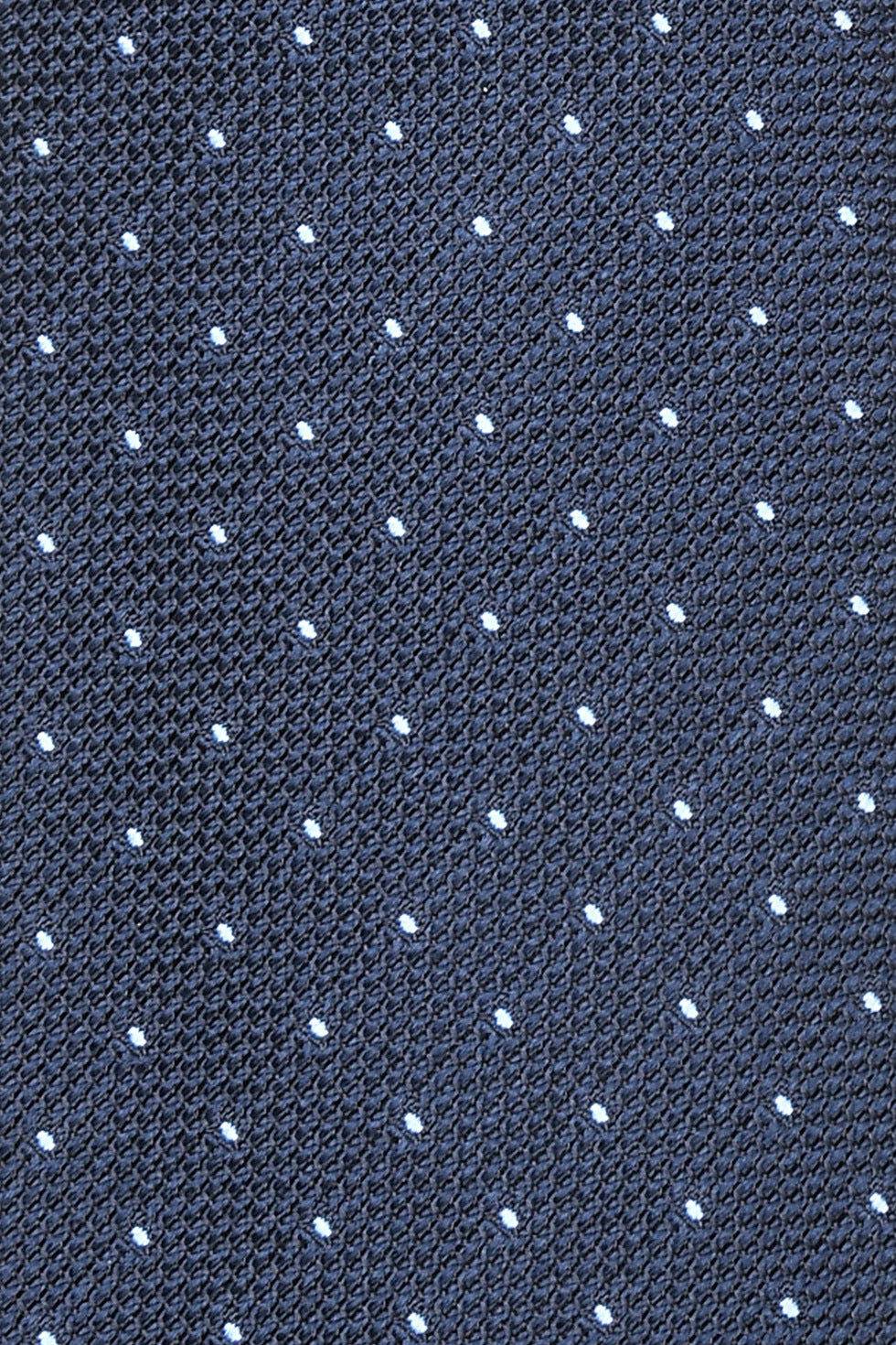 The Tie – Navy silk with small sky blue polka dots – WICKET