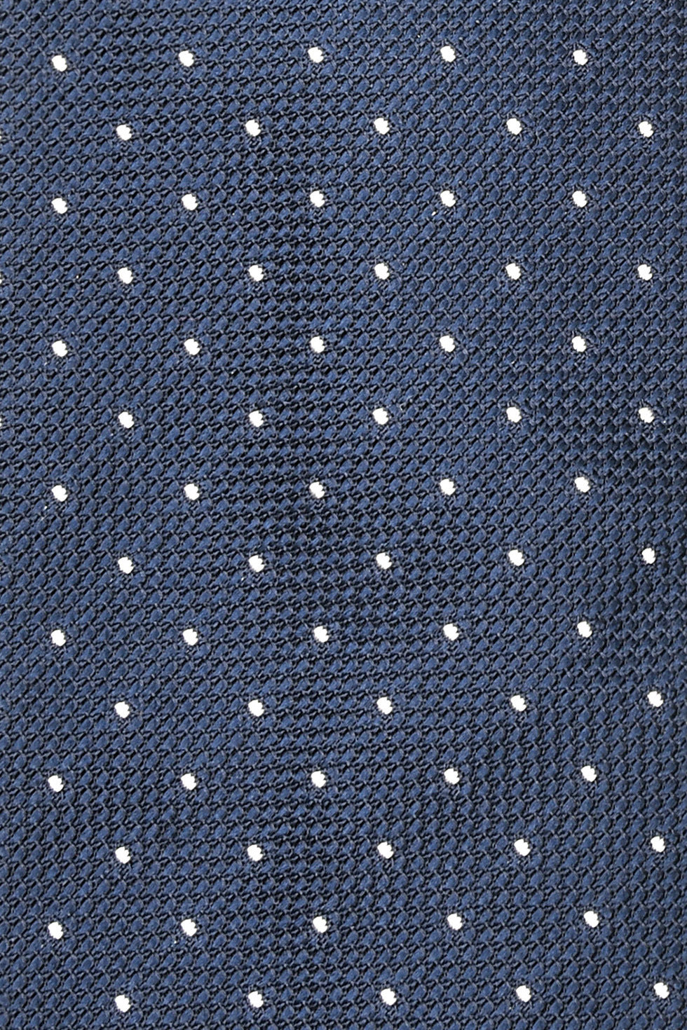 The Tie – Navy silk with small white polka dots – WICKET