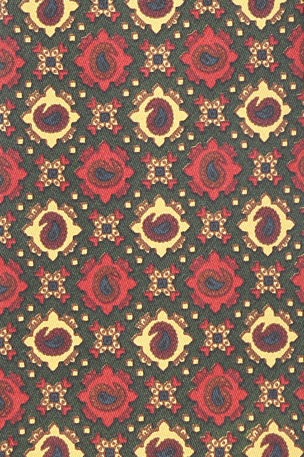 The Tie – Fir green silk with red medallions – WICKET