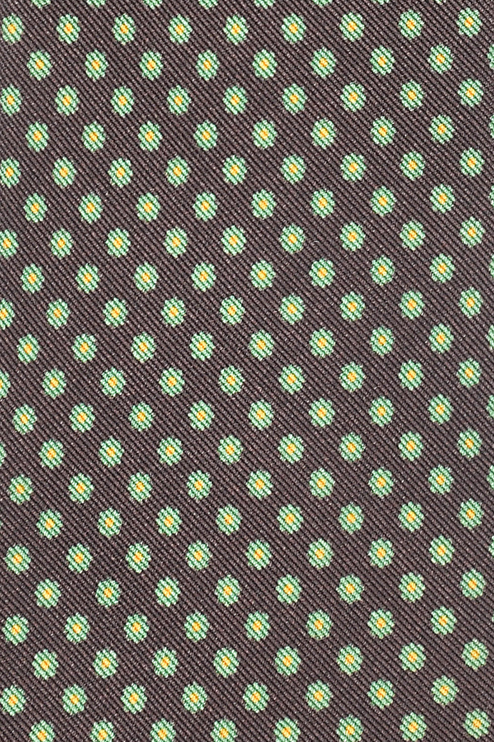 The Tie – Brown wool and silk with green polka dots – WICKET