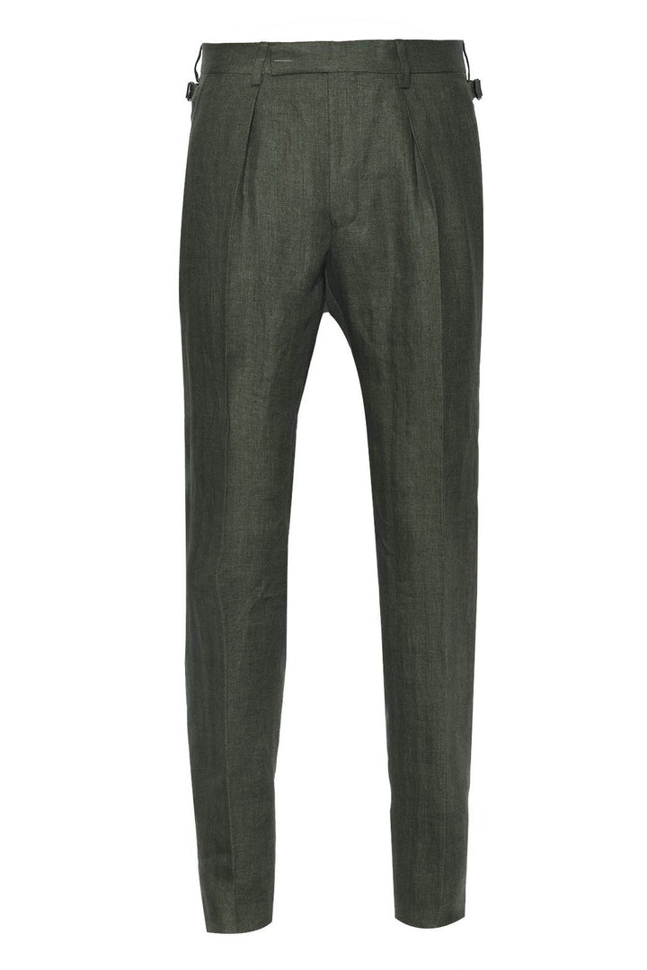 Le Milan – British racing green herringbone, 100% linen (295 g), Lanificio Angelico – WICKET