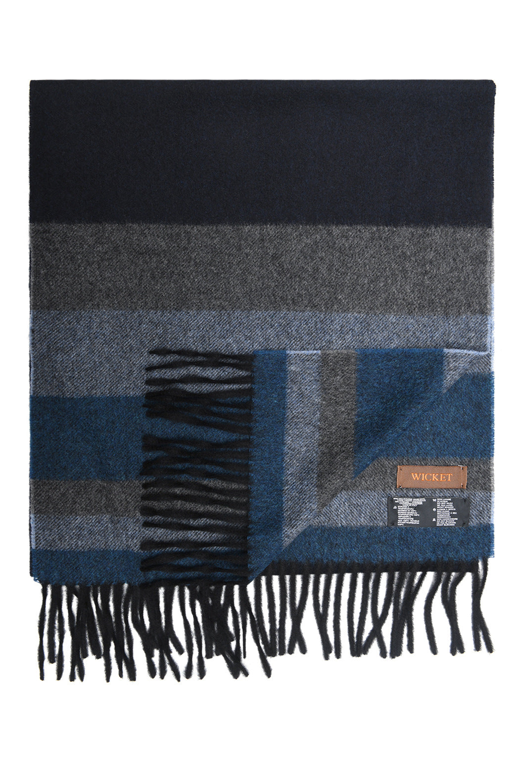 The Scarf – Navy wool and cashmere with stripes – WICKET