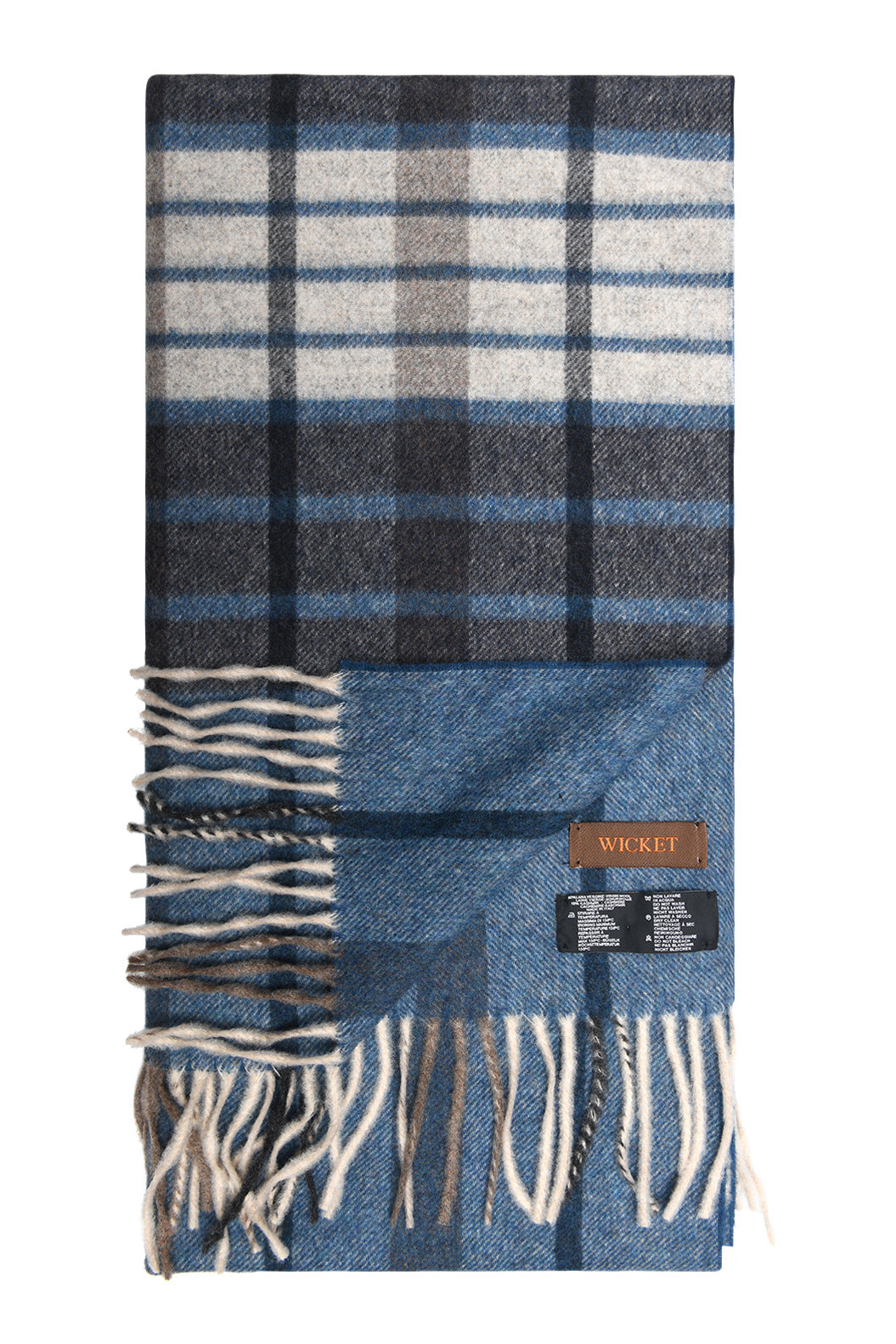 The Scarf – Wool and cashmere in grey and blue check – WICKET