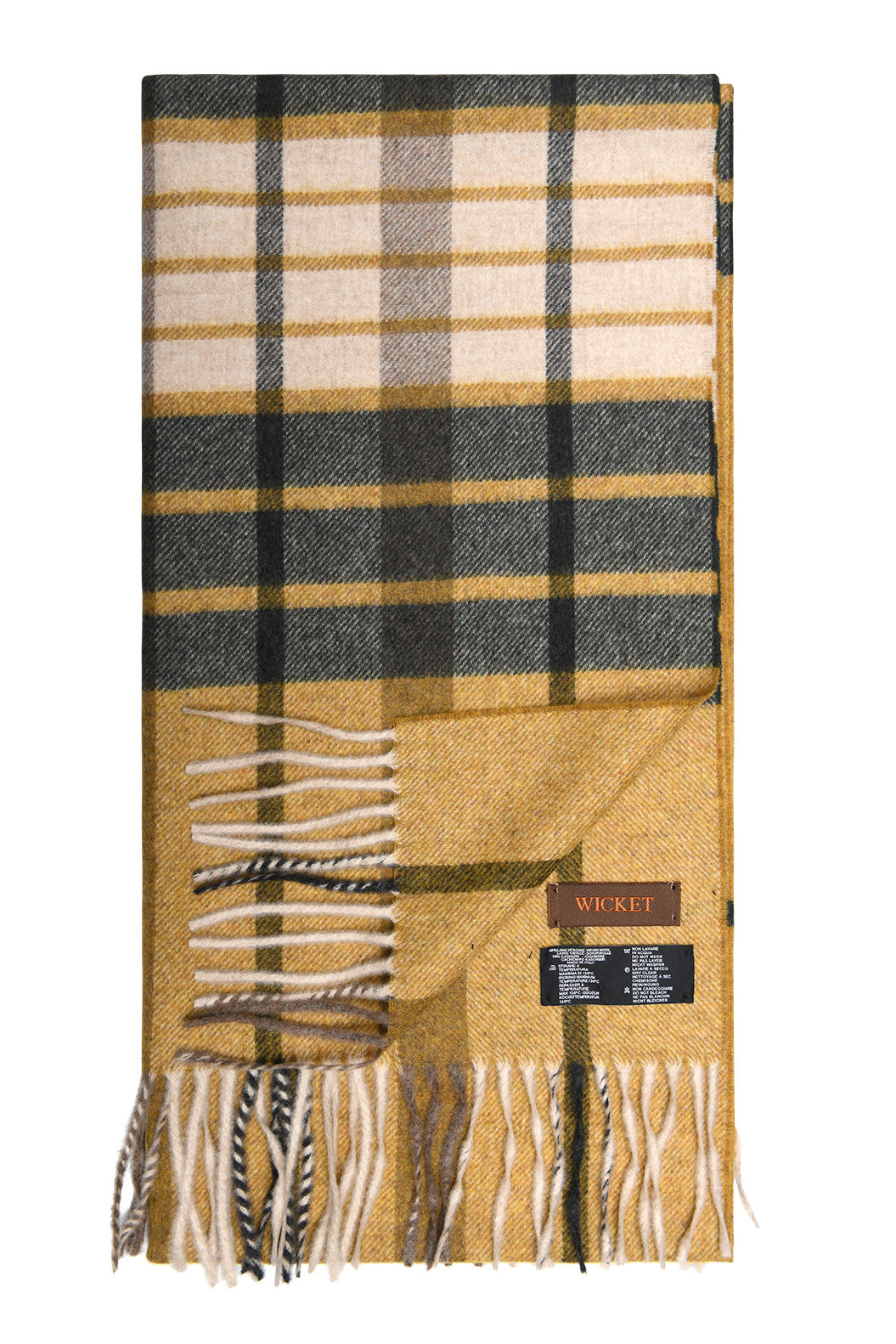 The Scarf – Wool and cashmere in mustard check – WICKET
