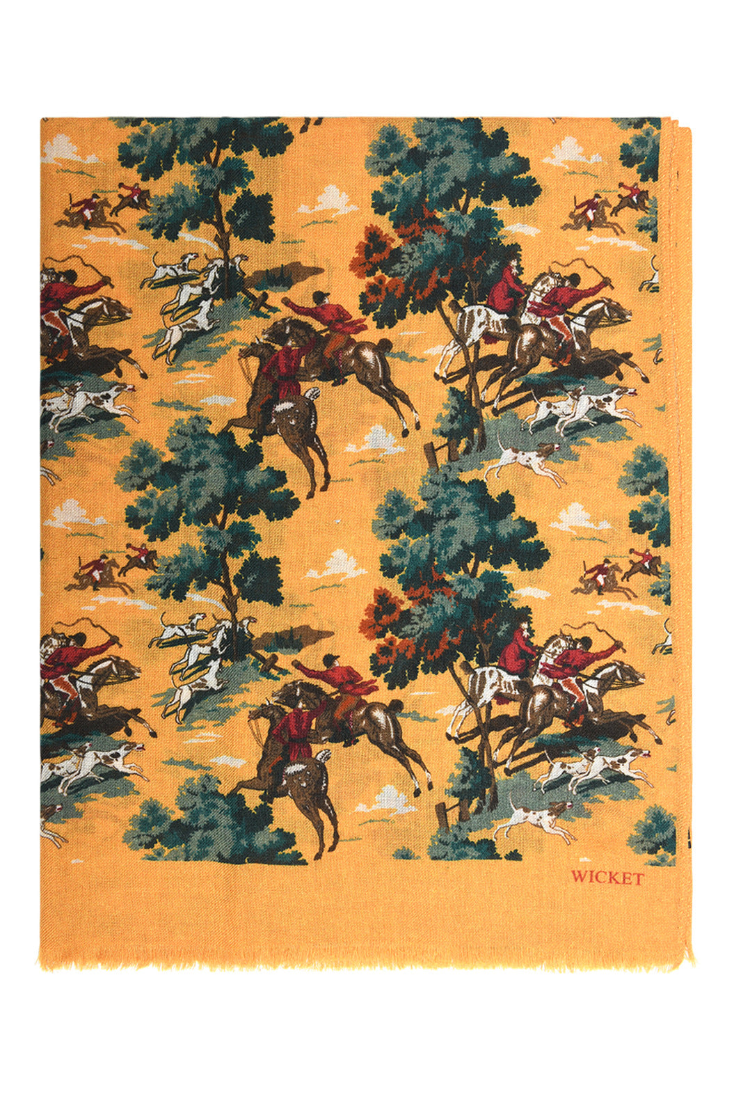 The Scarf – Yellow wool with hunting scenes – WICKET