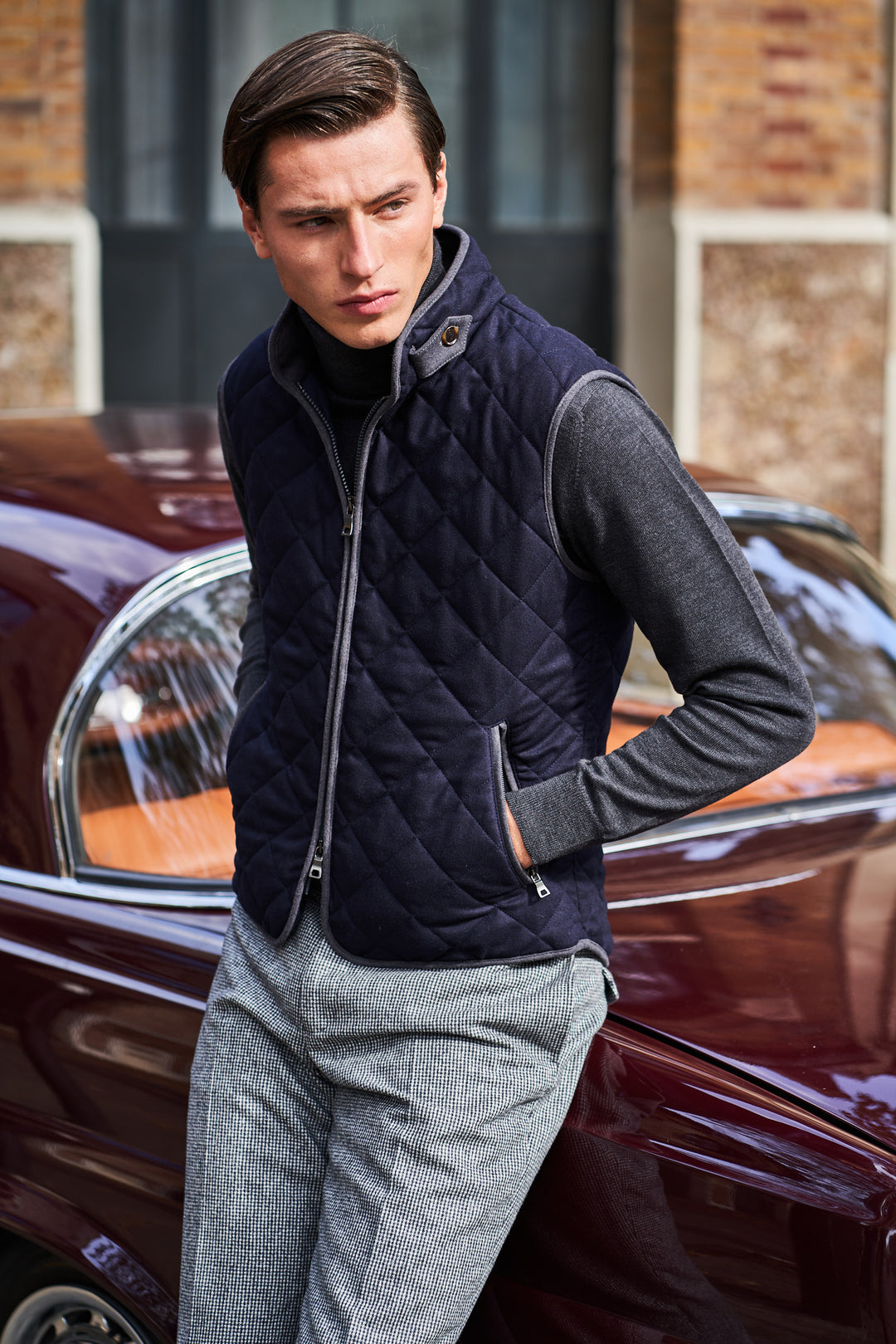 The Quilted Gilet – Navy flannel – WICKET