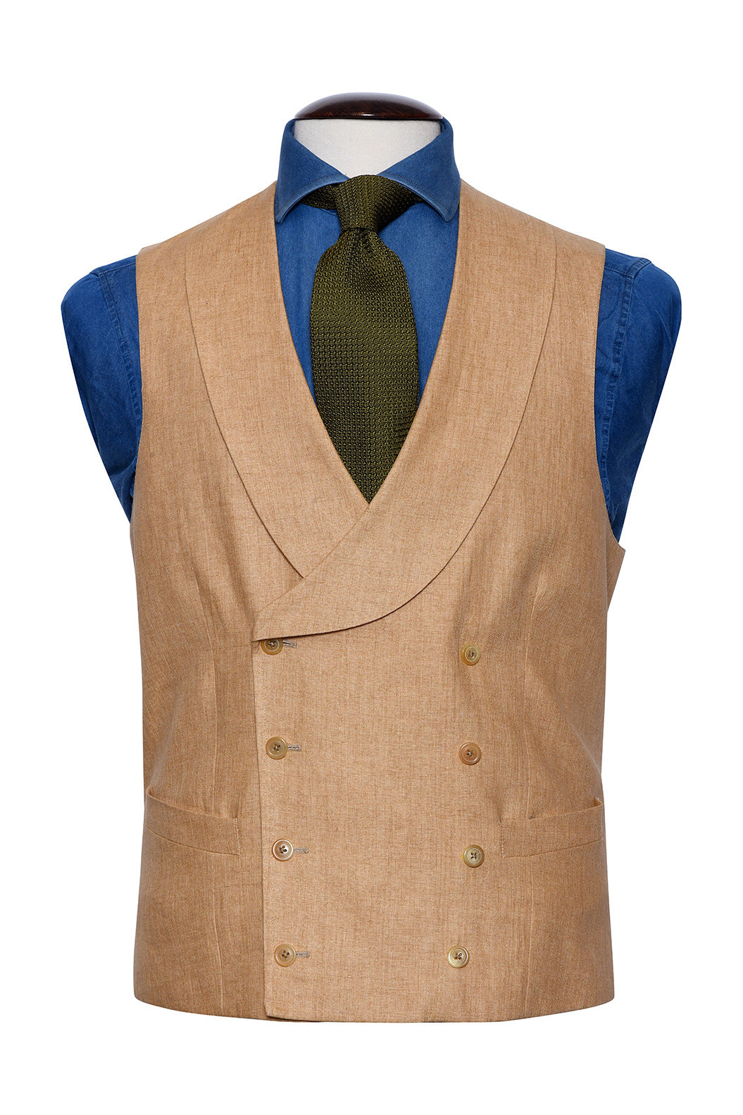 The Double-Breasted Waistcoat – Sand beige linen – WICKET