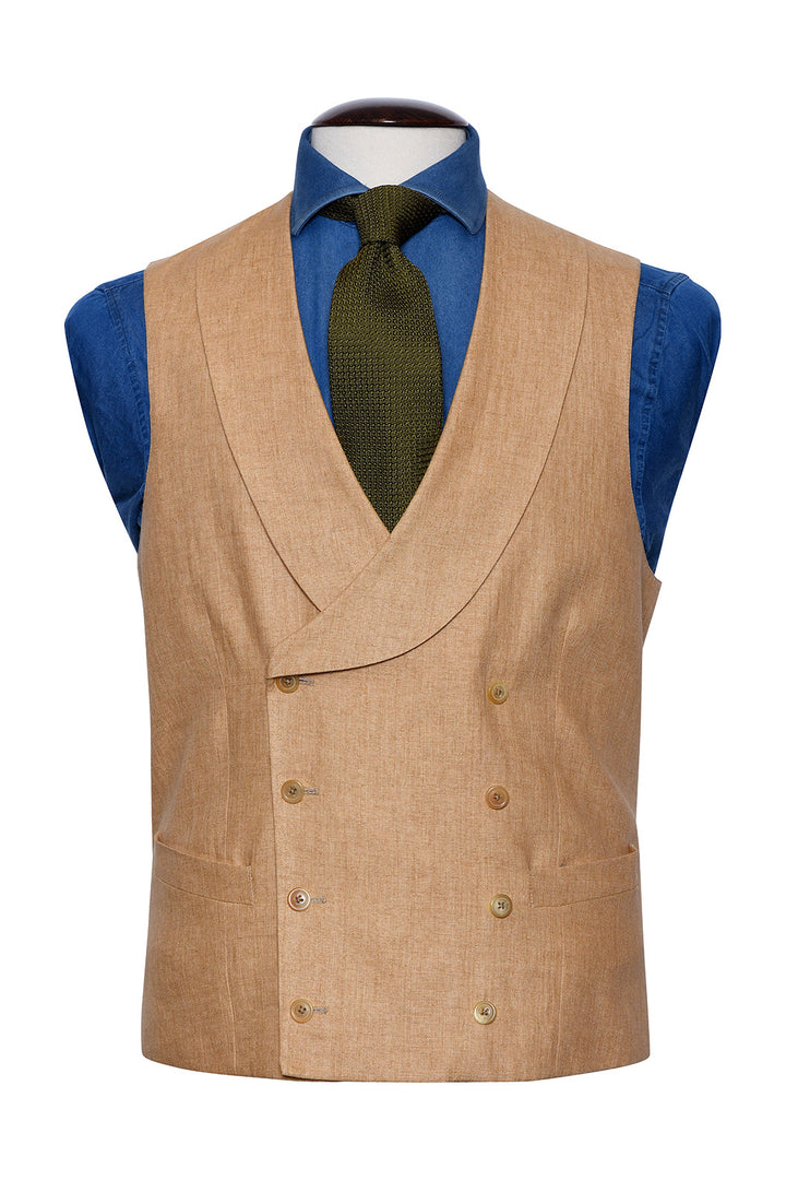 The Double-Breasted Waistcoat – Sand beige linen – WICKET