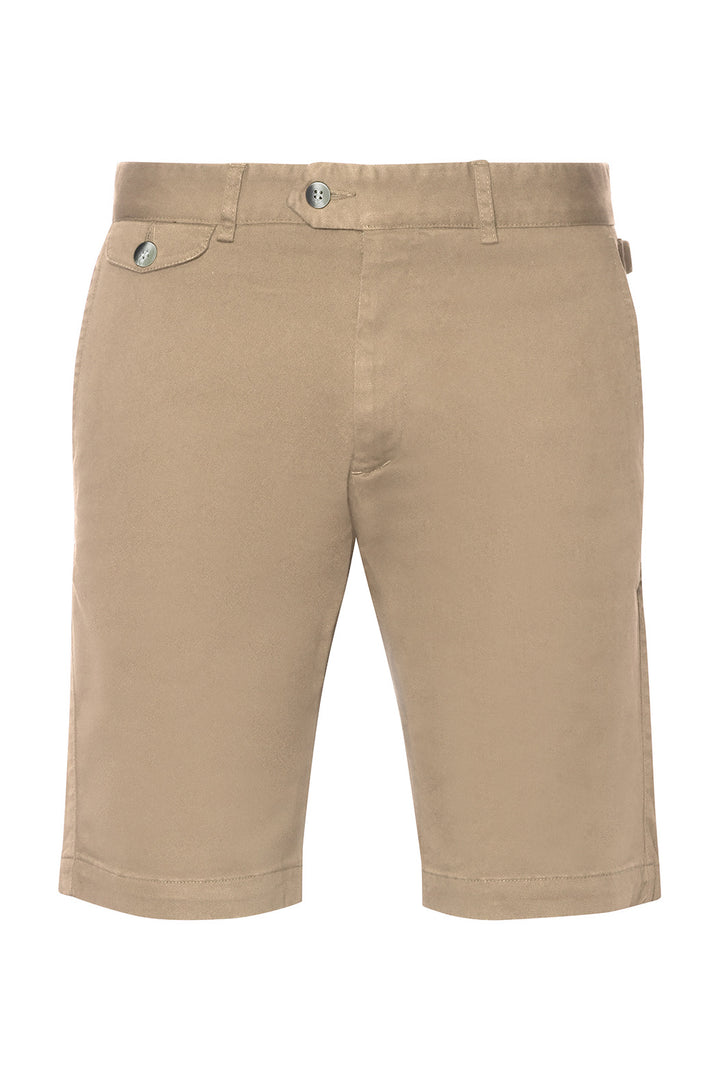 The Bermuda Shorts – Textured plain weave, sand beige, cotton and elastane – WICKET