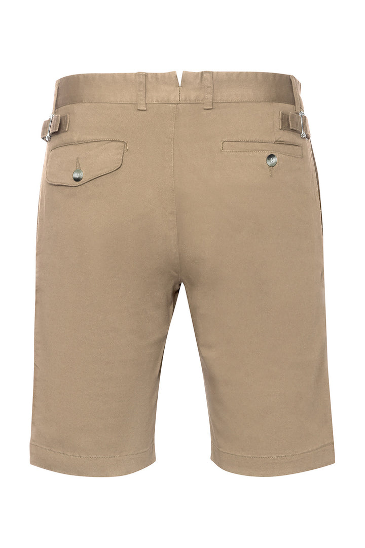 The Bermuda Shorts – Textured plain weave, sand beige, cotton and elastane – WICKET