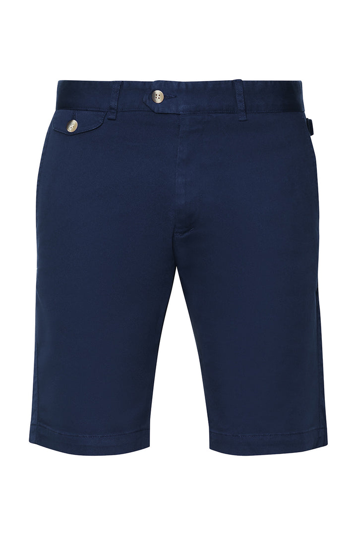 The Bermuda Shorts – Textured plain weave, navy, cotton and elastane – WICKET