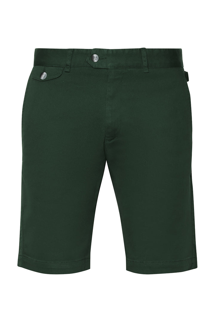 The Bermuda Shorts – Textured plain weave, green, cotton and elastane – WICKET