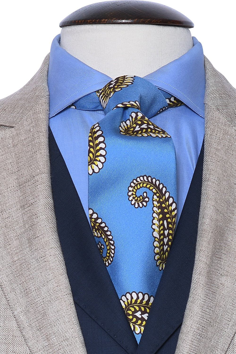 The Tie – Azure silk with paisley pattern – WICKET