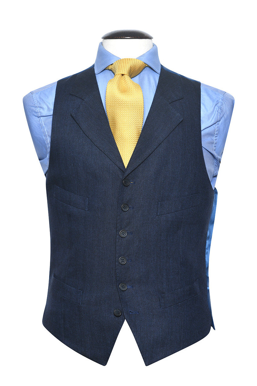 La Kensington – Lin bleu marine à chevrons – WICKET