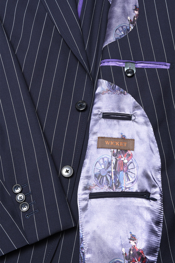 La Milan – Navy wool with white stripes – WICKET