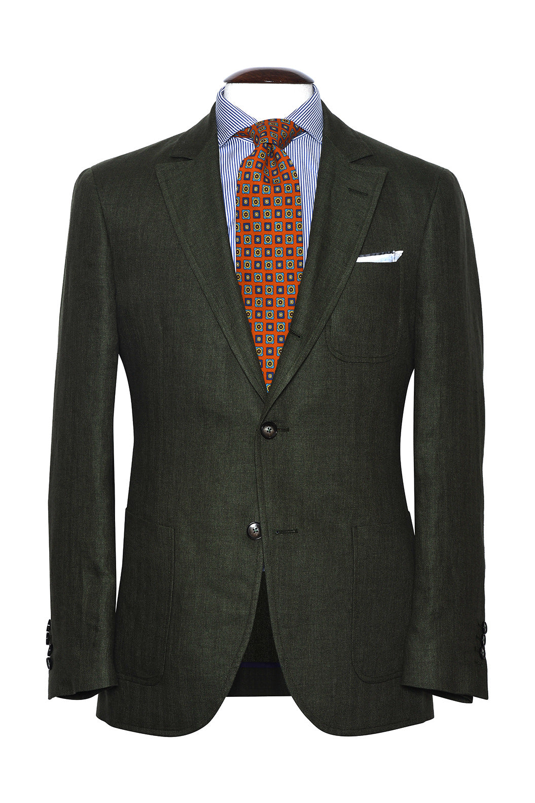 La Milan – British racing green herringbone, 100% linen (295 g) – WICKET
