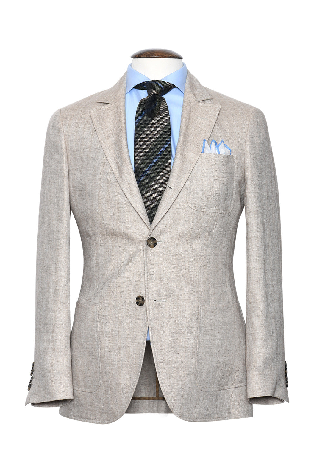 La Milan – Ecru beige herringbone, 100% linen (295 g), Lanificio Angelico – WICKET
