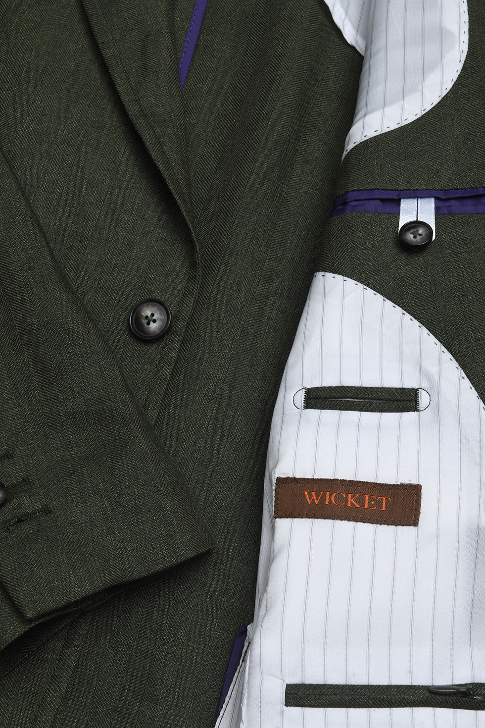La Milan – British racing green herringbone, 100% linen (295 g) – WICKET