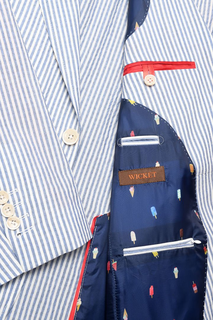 La Milan – Blue and white striped seersucker – WICKET
