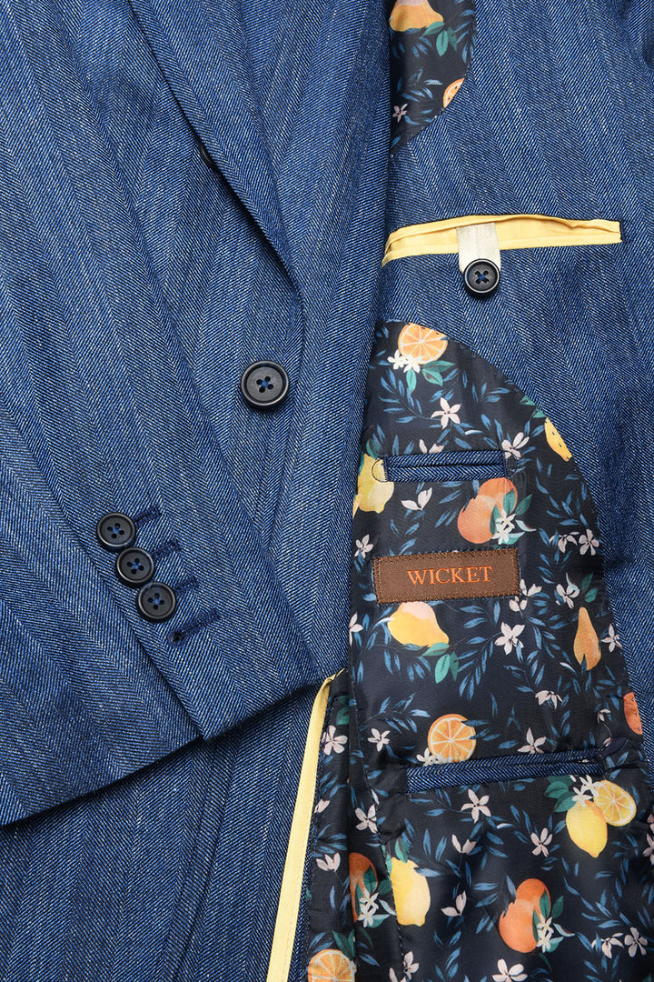 La Milan – Royal blue herringbone wool, silk and linen – WICKET