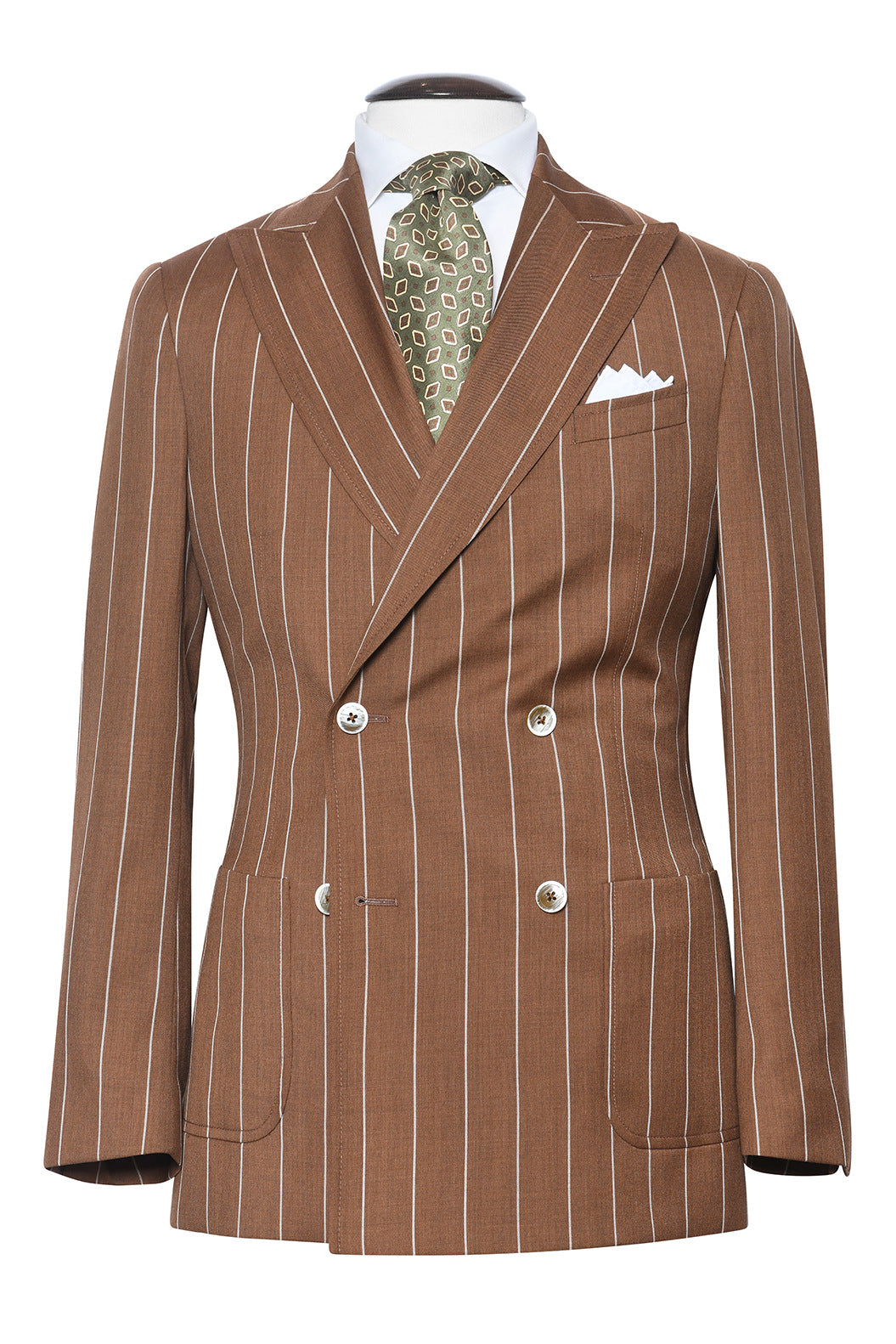 La Naples – Havana brown wool twill with tennis stripes – WICKET