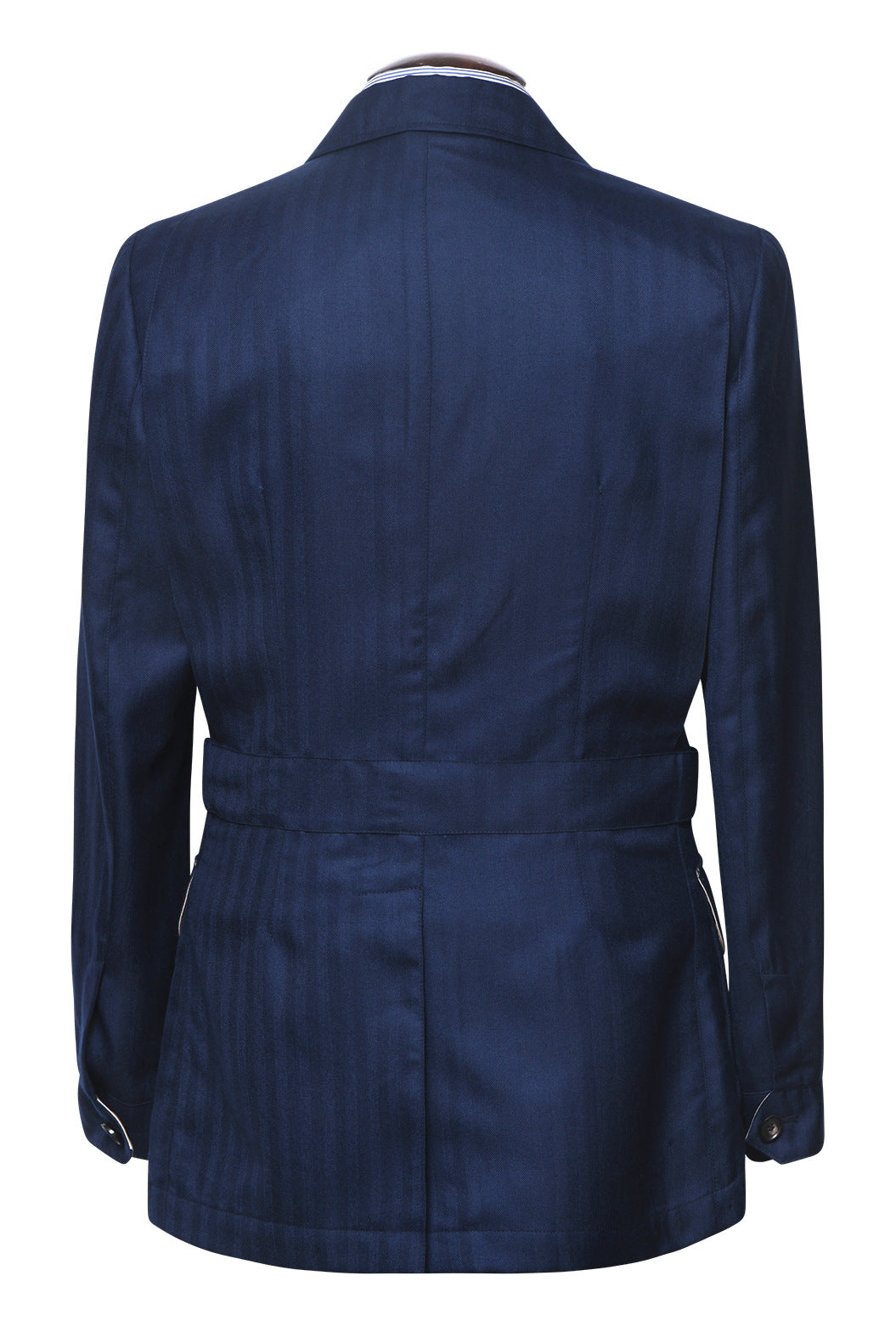 The Safari Jacket – Navy herringbone wool and silk – WICKET