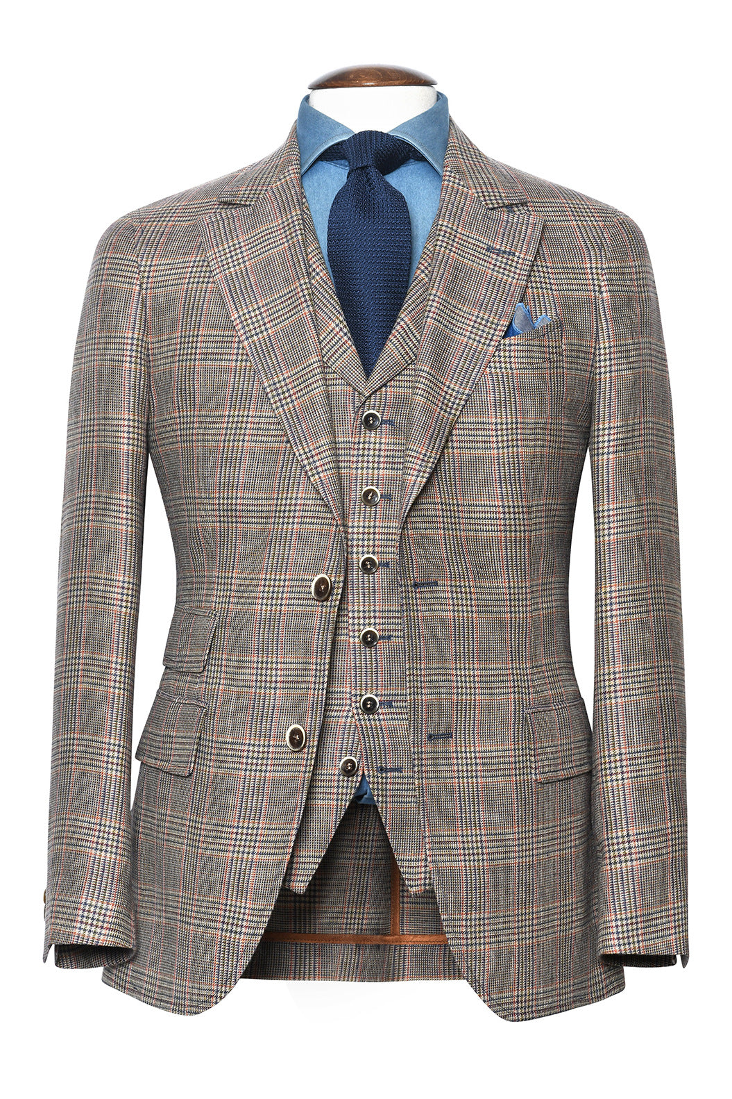La Turin – Beige Prince of Wales check linen and wool – WICKET