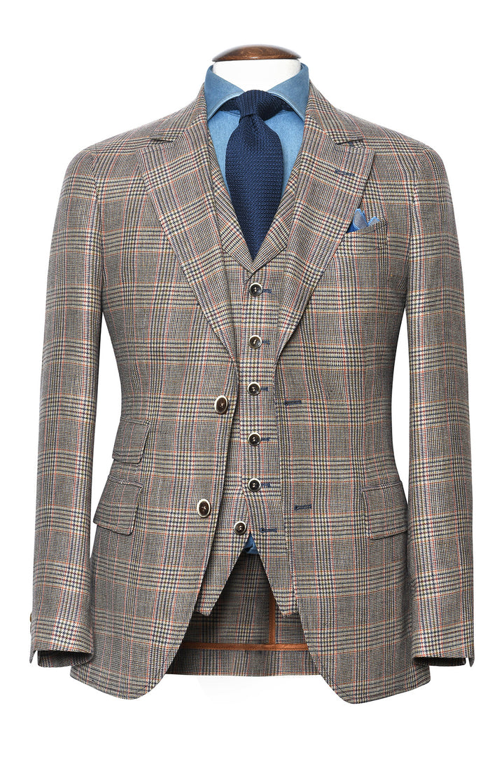 La Turin – Beige Prince of Wales check linen and wool – WICKET