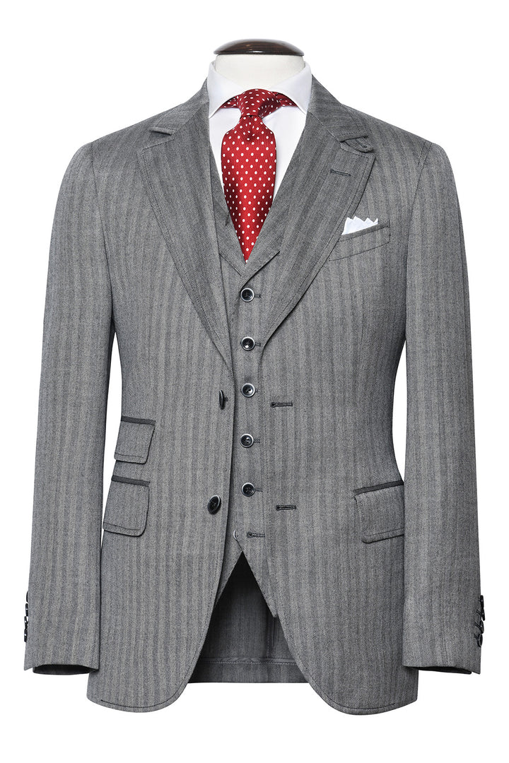 La Turin – Grey herringbone wool and silk – WICKET