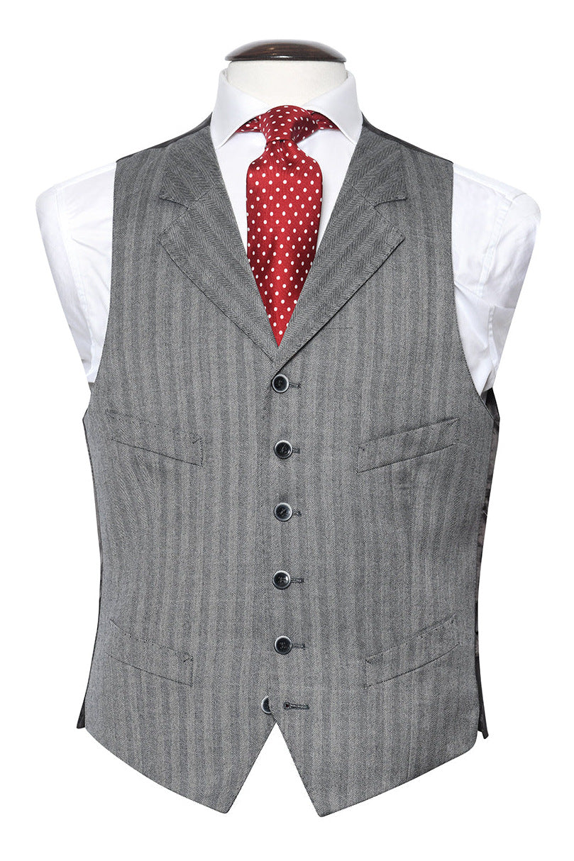 La Turin – Grey herringbone wool and silk – WICKET