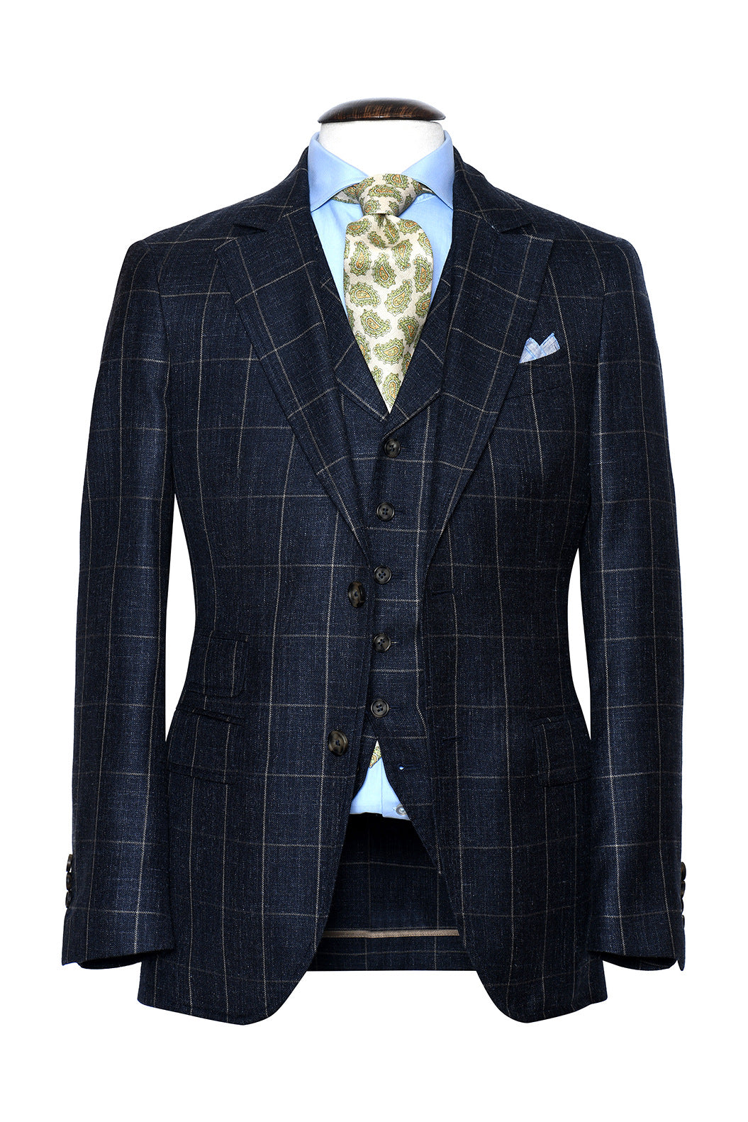 La Turin – ‘Soft tweed’ (230 g), navy with ecru overcheck – WICKET