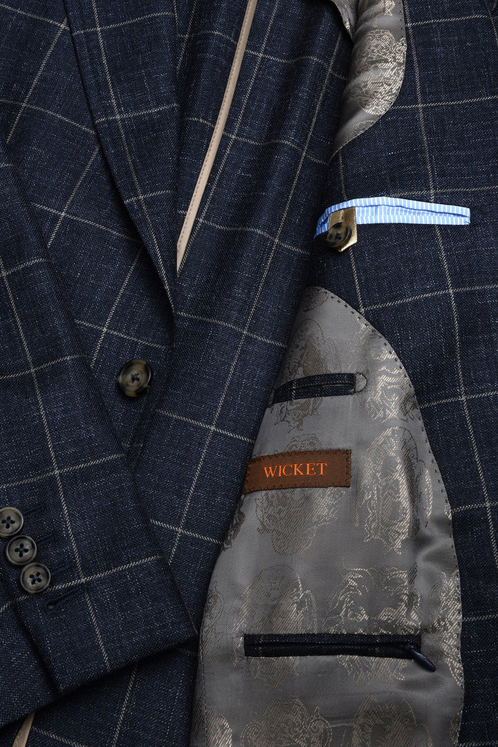 La Turin – ‘Soft tweed’ (230 g), navy with ecru overcheck – WICKET